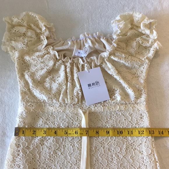 💖Lace bodycon off shoulder ruffle sexy cute Dress - Picture 13 of 14